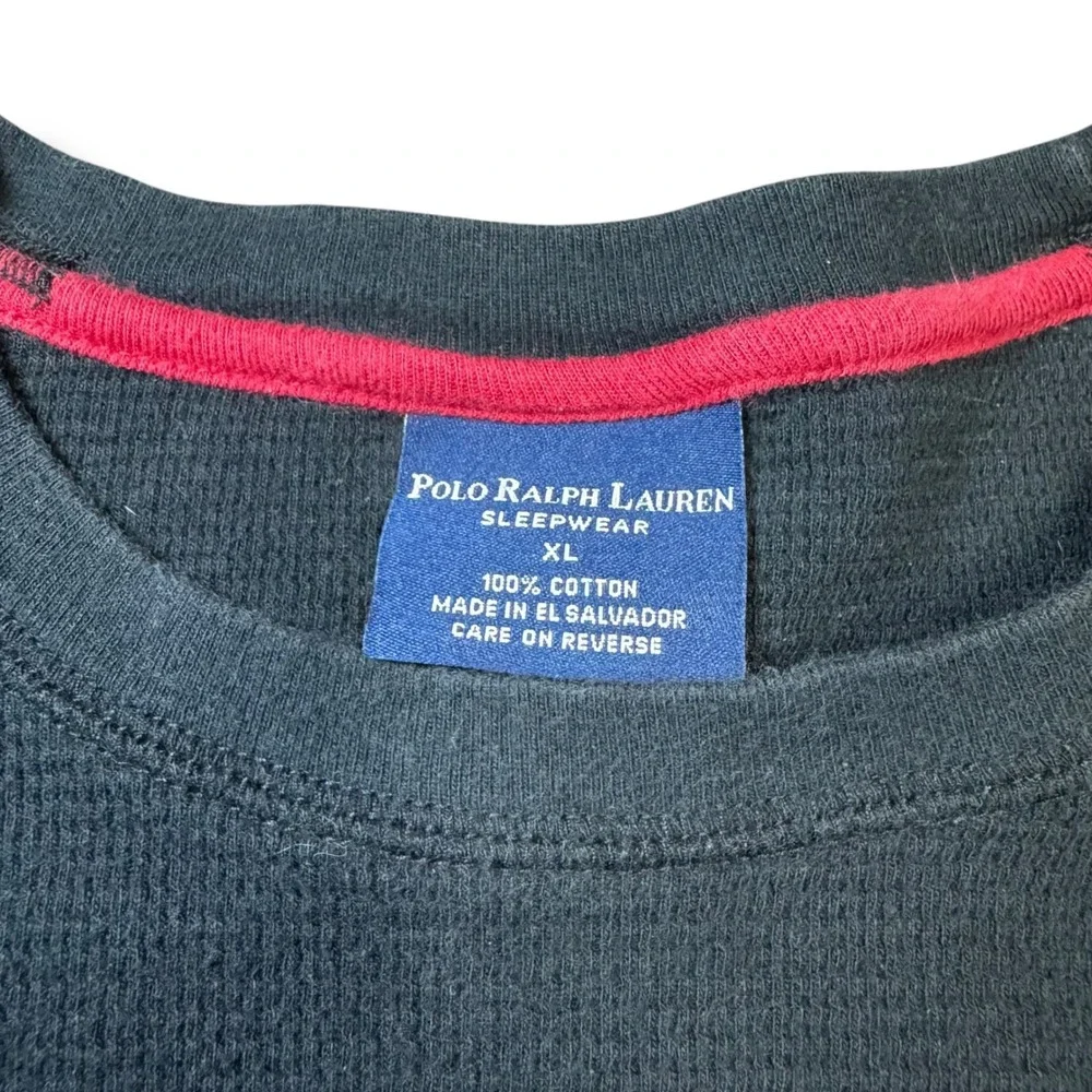 Polo Ralph Lauren Mens Waffle‎ Knit Long Sleeve Sleepwear Top XL Red Logo